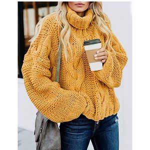 Long sleeve turtleneck pullover sweater